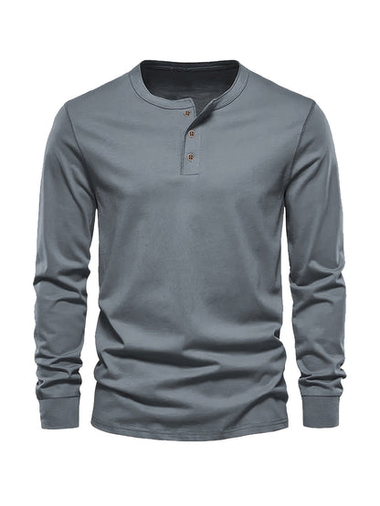 Men's Long Sleeve Henley T-Shirt | Button
