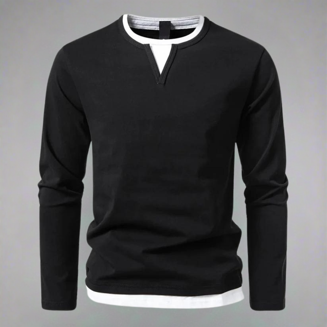 Men's Notch Neck T-Shirt | Long Sleeve