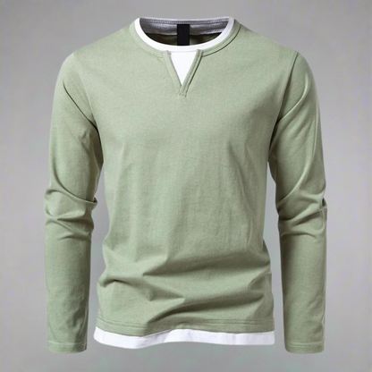 Men's Notch Neck T-Shirt | Long Sleeve