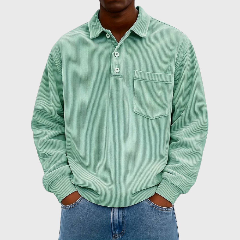 Men's Ribbed Polo | Long Sleeve
