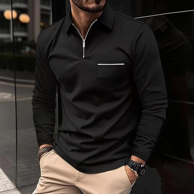 Men's Zip Neck Polo | Long Sleeve