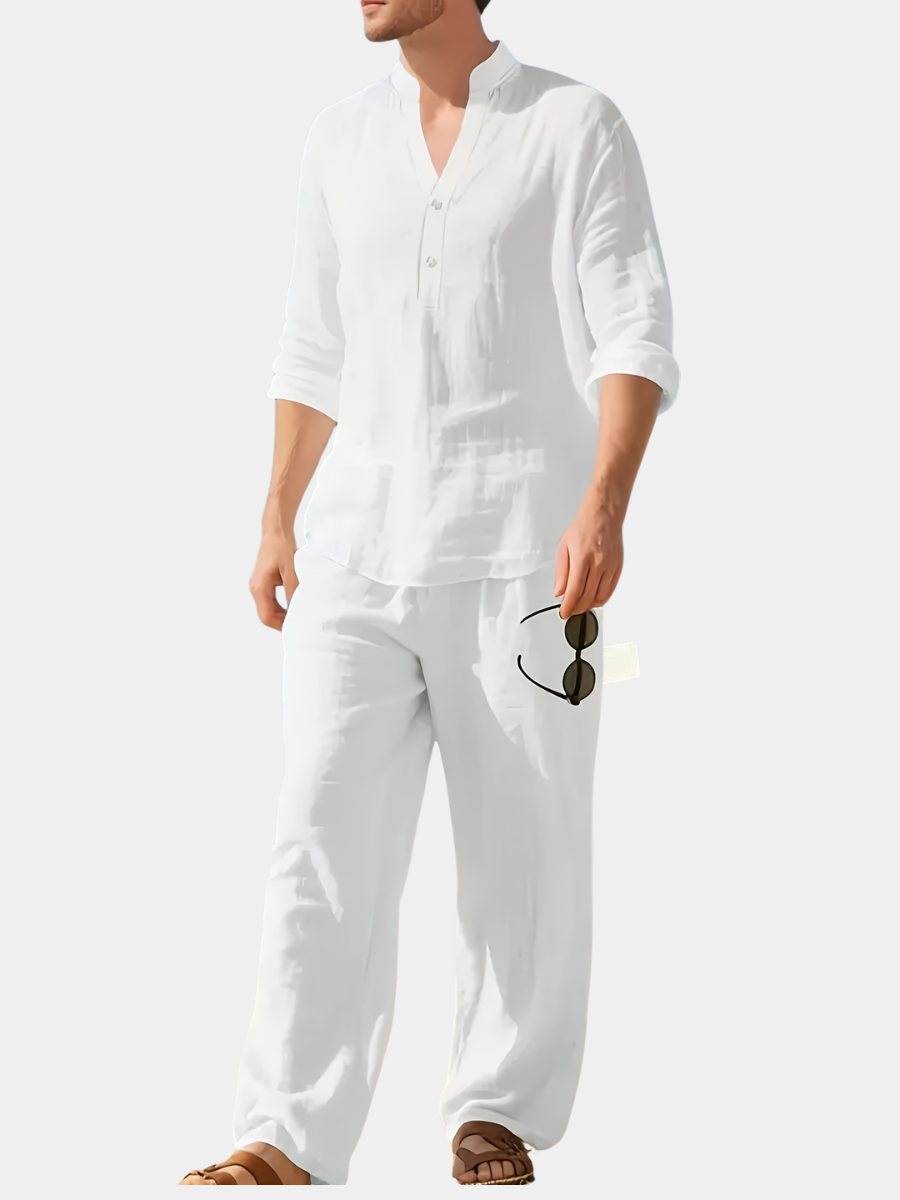Men's Grandad Collar Shirt | Long Sleeve