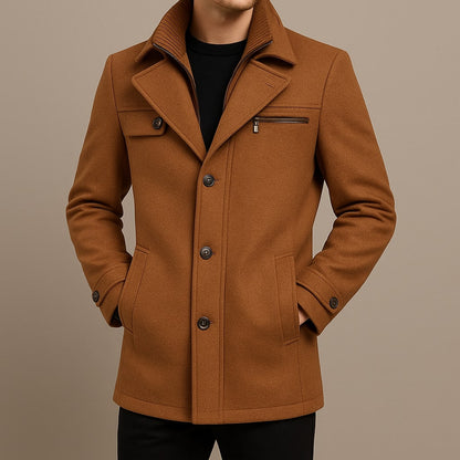 Men's Notch Lapel Overcoat | Funnel Neck