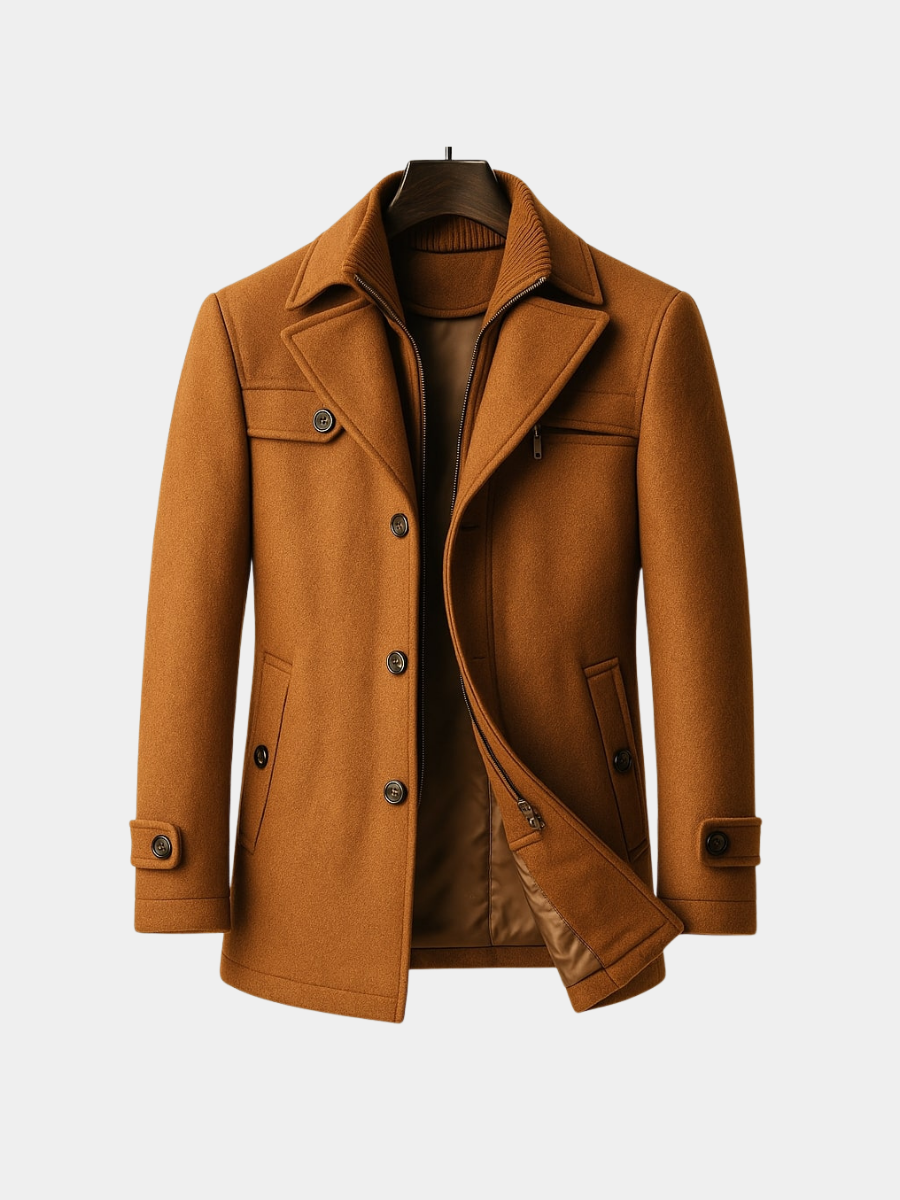 Men's Notch Lapel Overcoat | Funnel Neck
