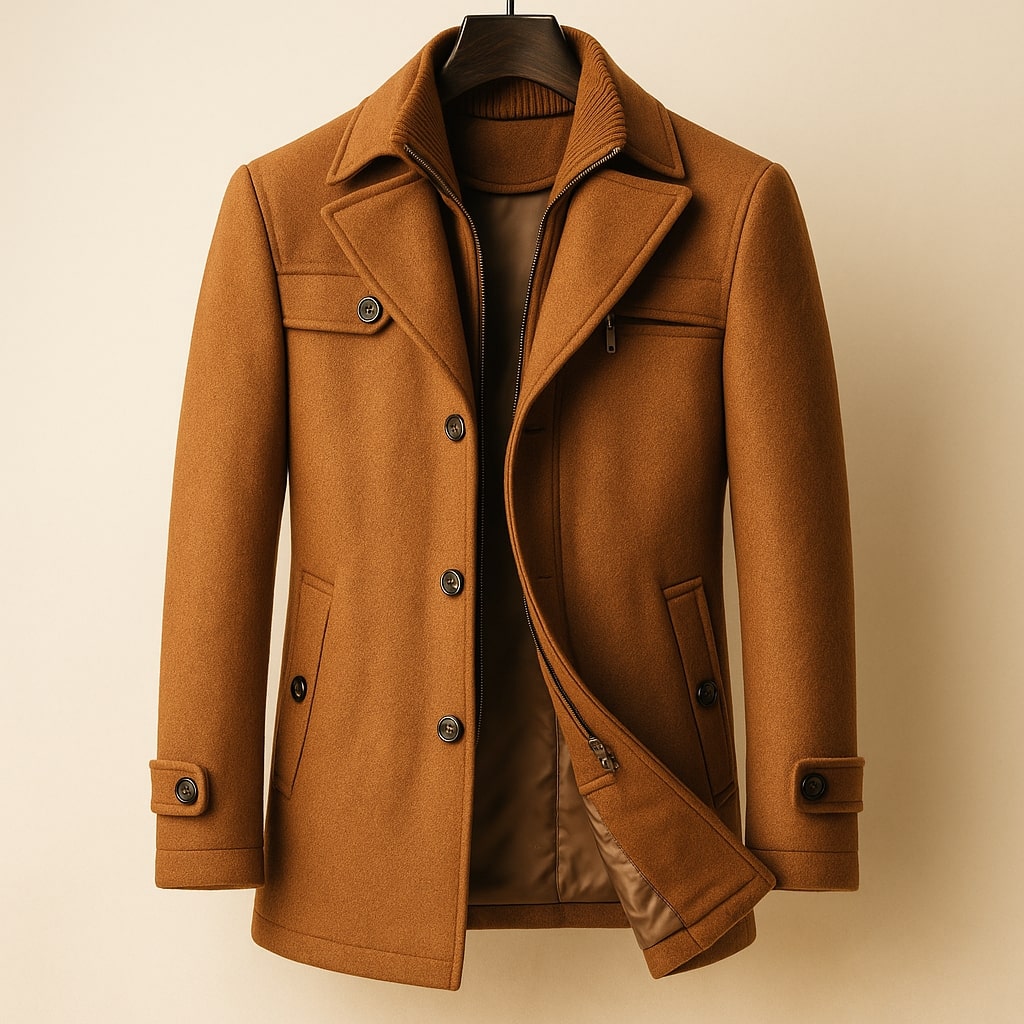 Men's Notch Lapel Overcoat | Funnel Neck