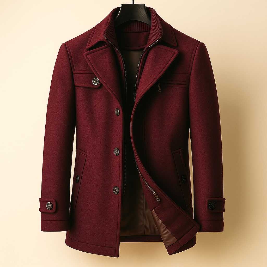 Men's Notch Lapel Overcoat | Funnel Neck