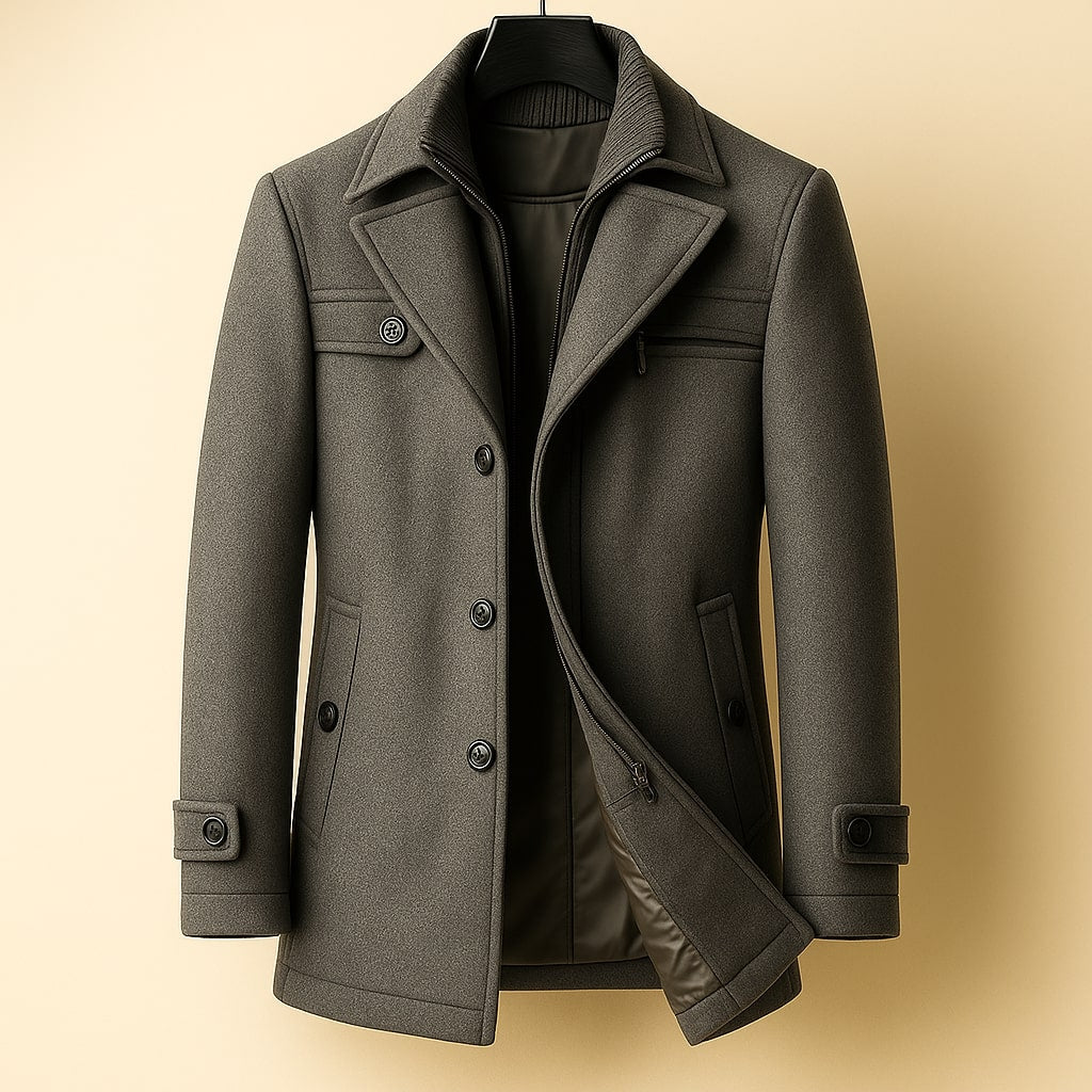 Men's Notch Lapel Overcoat | Funnel Neck