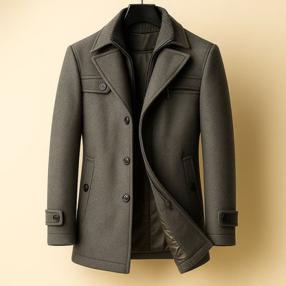Men's Notch Lapel Overcoat | Funnel Neck