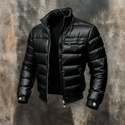 Men's Quilted Puffer Jacket | Stand Collar