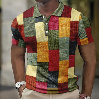 Men's Colour Block Polo Shirt | Short Sleeve