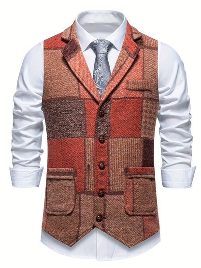 Men's Patchwork Waistcoat | Lapel