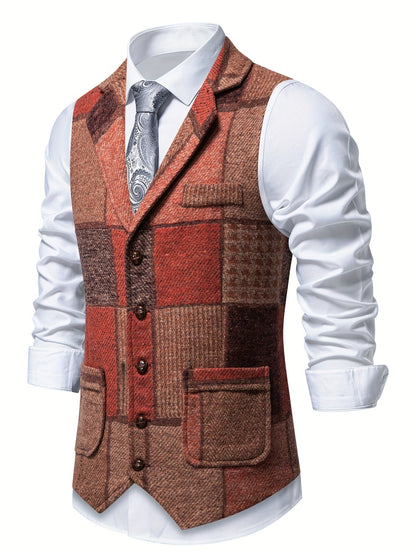 Men's Patchwork Waistcoat | Lapel