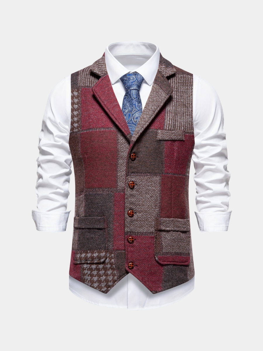 Men's Patchwork Waistcoat | Lapel