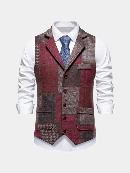 Men's Patchwork Waistcoat | Lapel