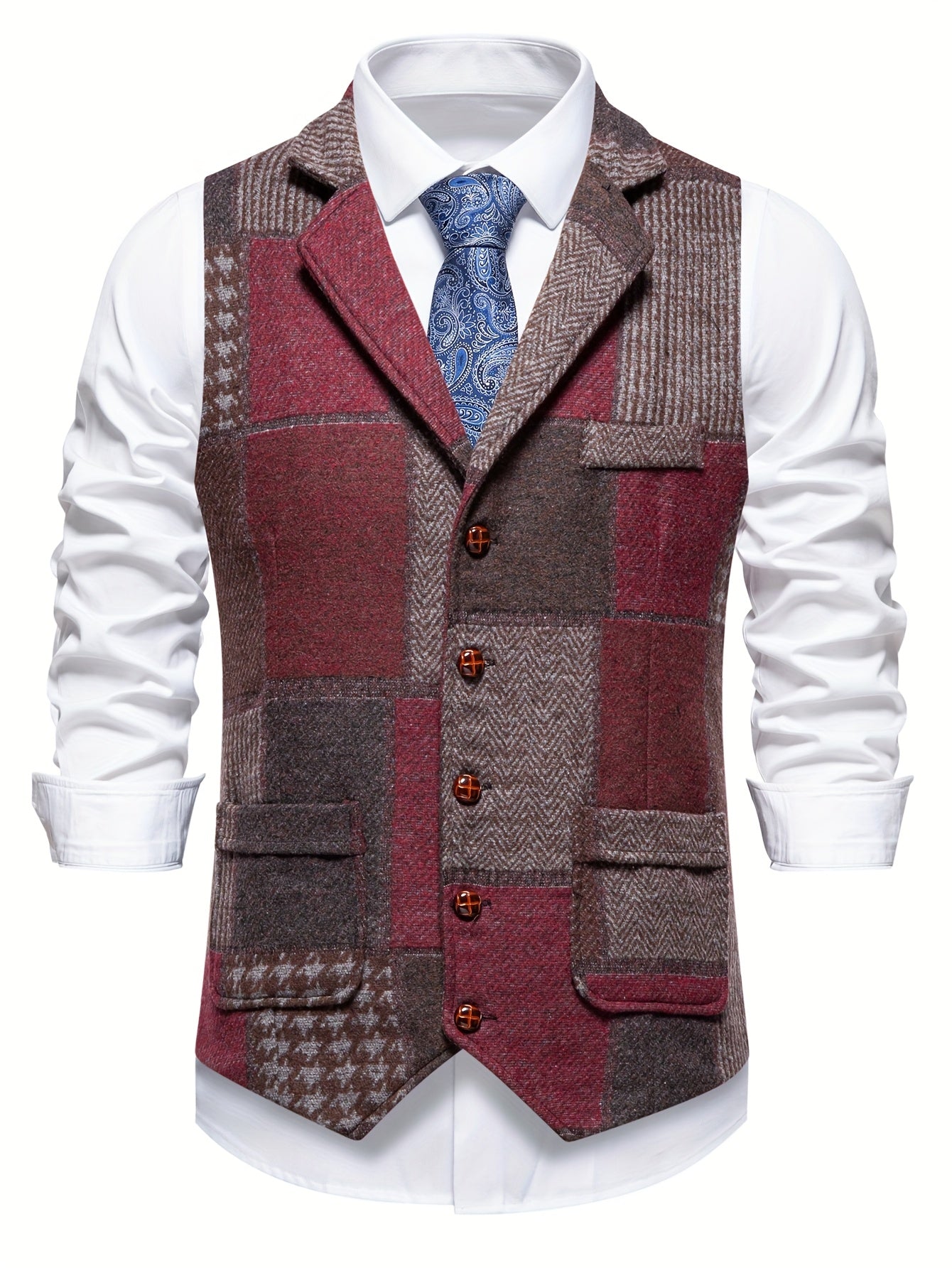 Men's Patchwork Waistcoat | Lapel