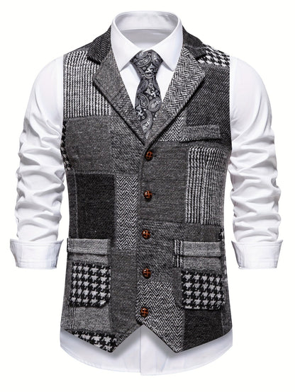 Men's Patchwork Waistcoat | Lapel