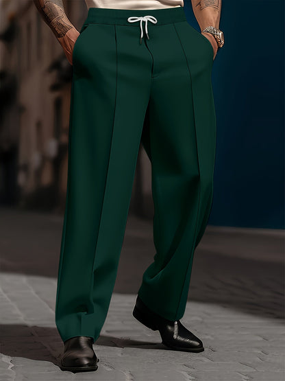 Men's Pleated Wide Leg Trousers | Drawstring Waist