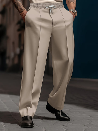 Men's Pleated Wide Leg Trousers | Drawstring Waist