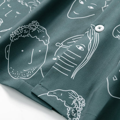 Men's Printed Short Sleeve Shirt | Cuban Collar