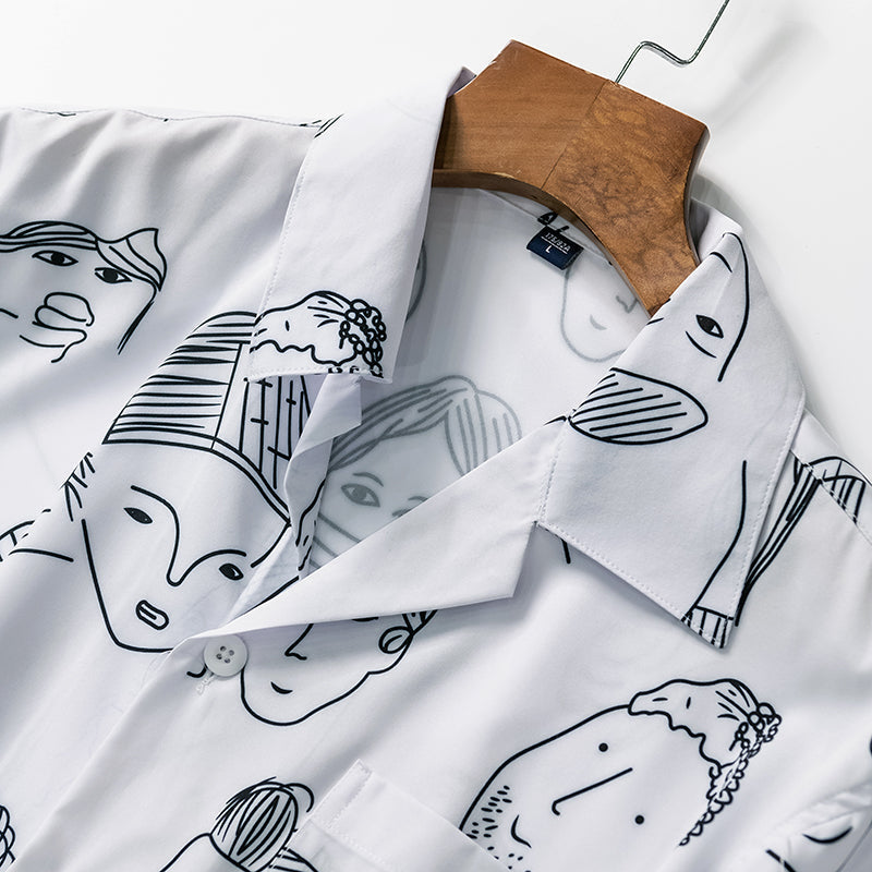 Men's Printed Short Sleeve Shirt | Cuban Collar