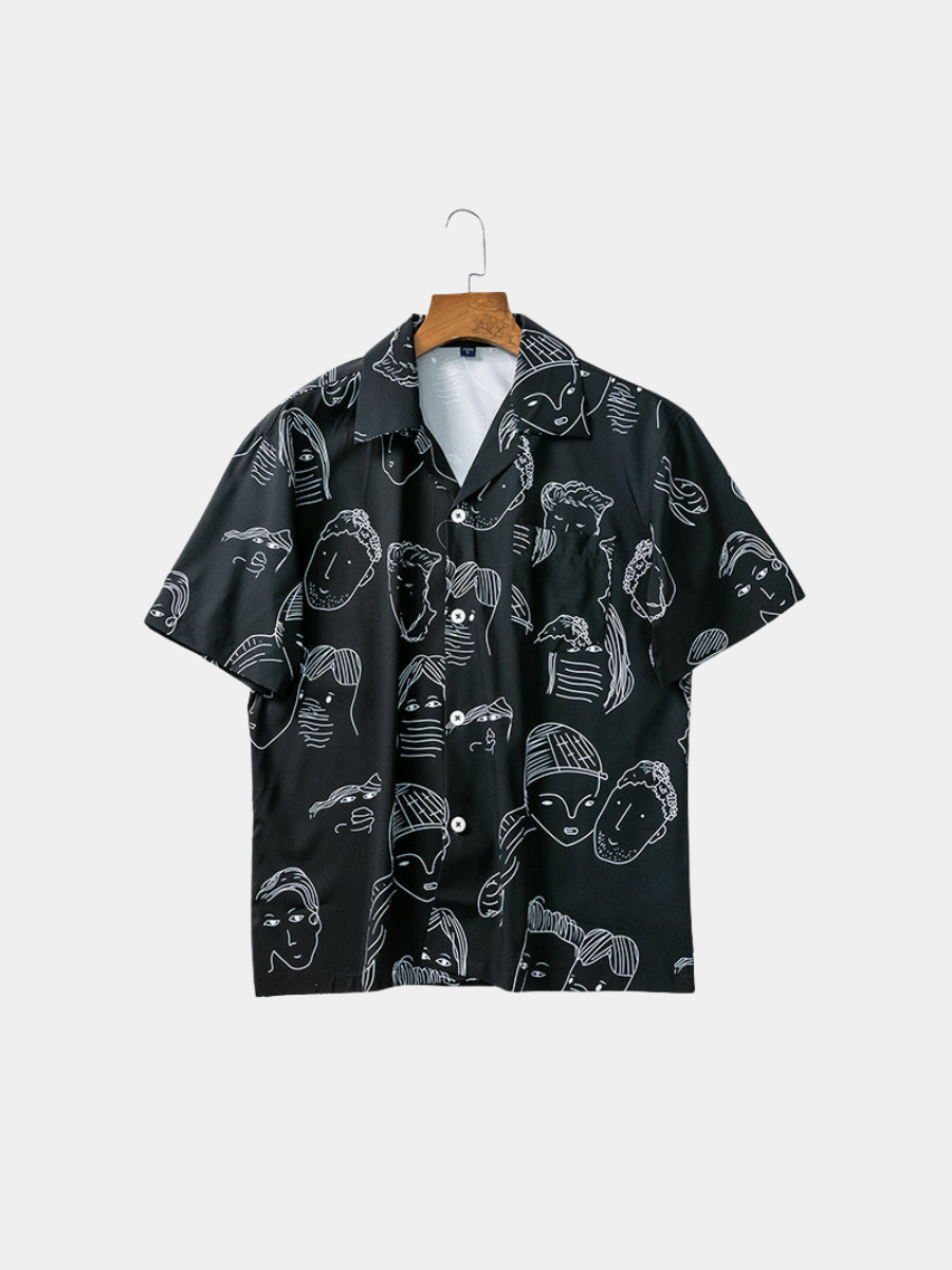 Men's Printed Short Sleeve Shirt | Cuban Collar