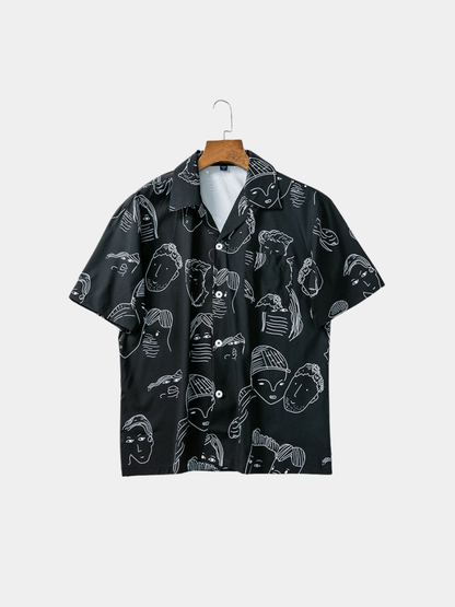 Men's Printed Short Sleeve Shirt | Cuban Collar