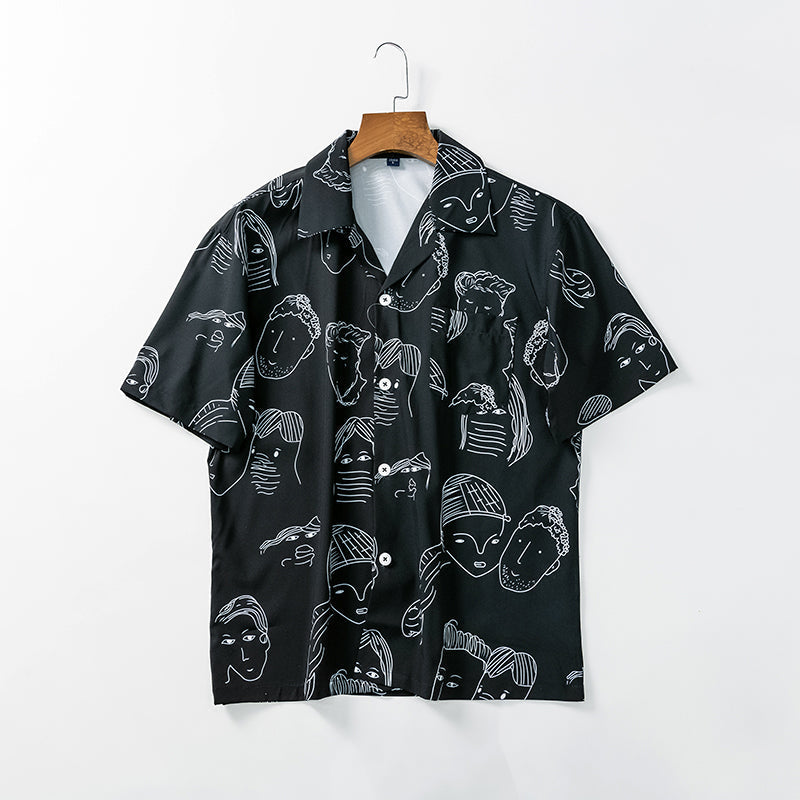 Men's Printed Short Sleeve Shirt | Cuban Collar