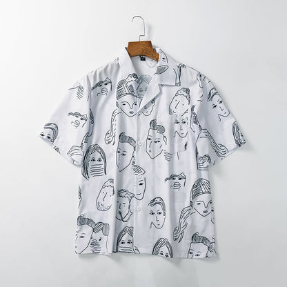 Men's Printed Short Sleeve Shirt | Cuban Collar