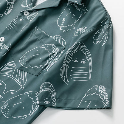 Men's Printed Short Sleeve Shirt | Cuban Collar