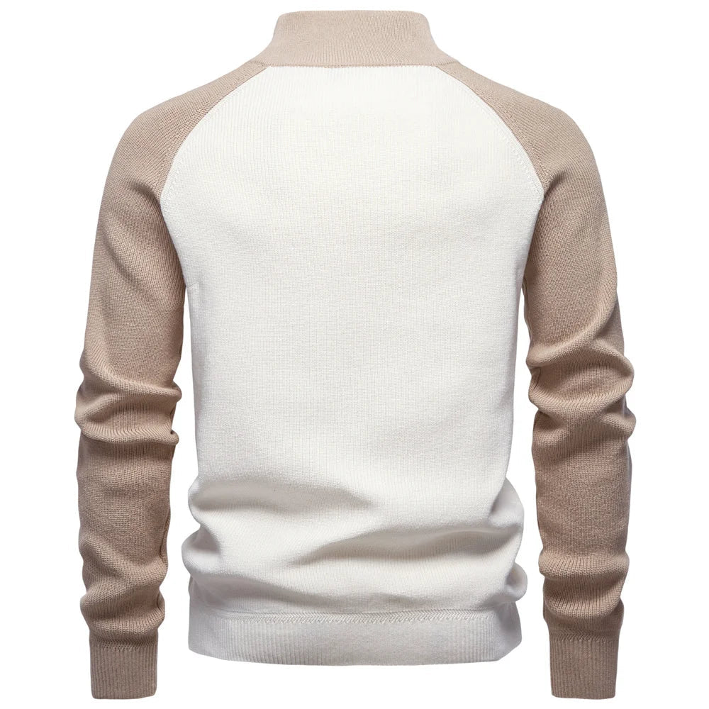 Men's Colour Block Quarter Zip Jumper | Raglan Sleeve