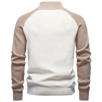 Men's Colour Block Quarter Zip Jumper | Raglan Sleeve