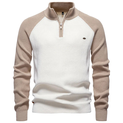 Men's Colour Block Quarter Zip Jumper | Raglan Sleeve