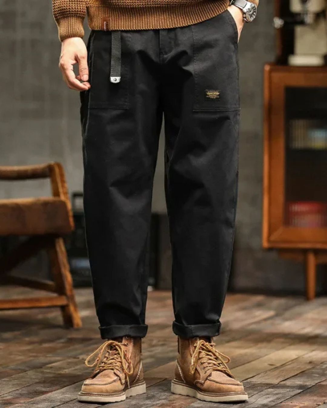 Men's Cargo Work Trousers | Cuffed Hem