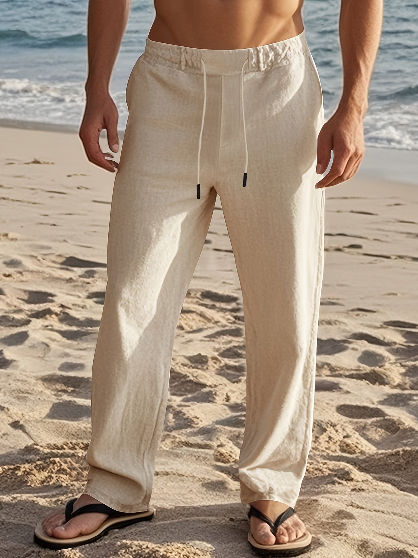 Men's Beach Drawstring Trousers | Wide Leg