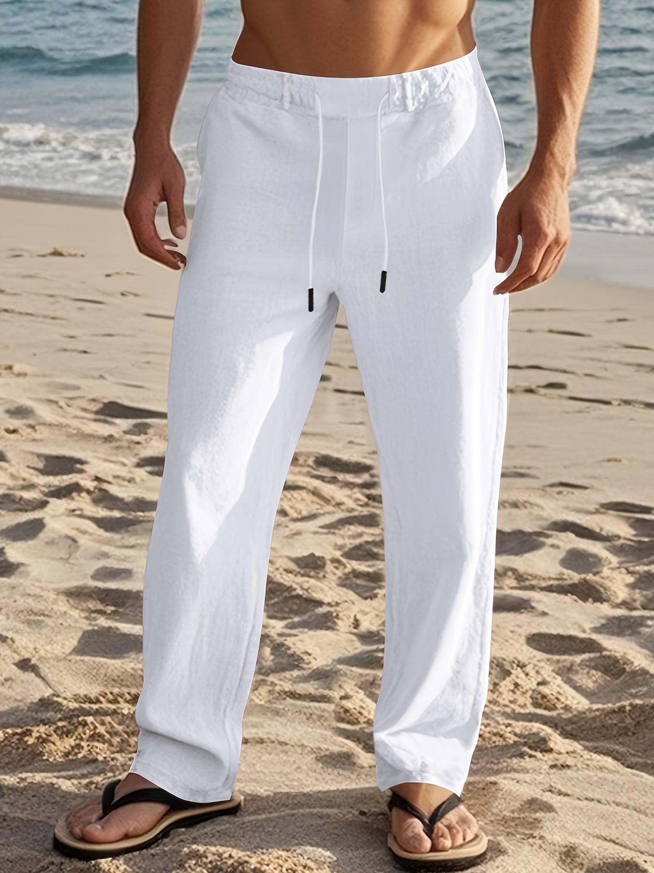 Men's Beach Drawstring Trousers | Wide Leg