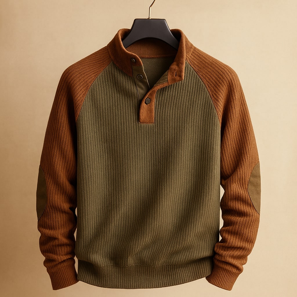Men's Button Neck Jumper | Long Sleeve
