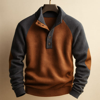 Men's Button Neck Jumper | Long Sleeve