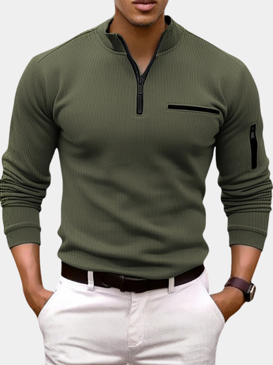 Men's Funnel Neck Polo Jumper | Quarter Zip