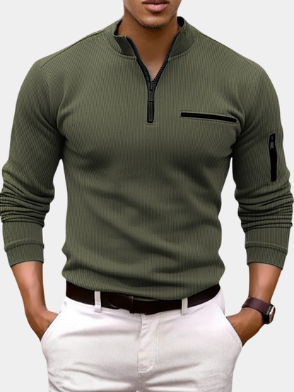 Men's Funnel Neck Polo Jumper | Quarter Zip