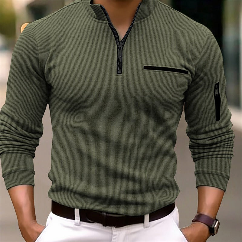 Men's Funnel Neck Polo Jumper | Quarter Zip