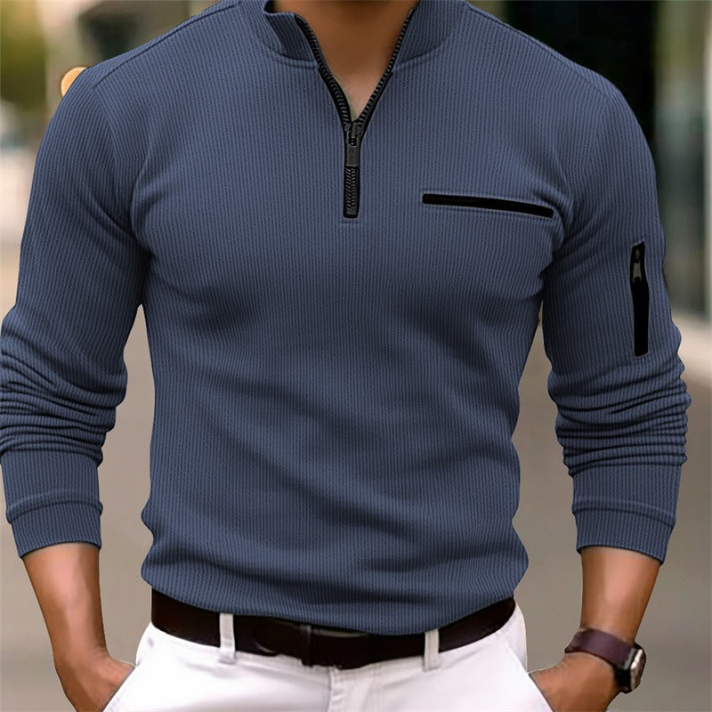 Men's Funnel Neck Polo Jumper | Quarter Zip