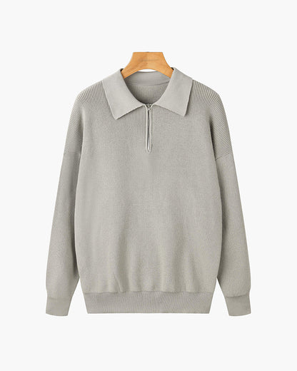 Men's Ribbed Quarter Zip Jumper | Long Sleeve