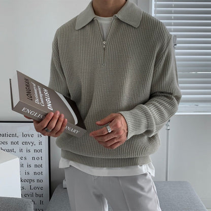 Men's Ribbed Quarter Zip Jumper | Long Sleeve
