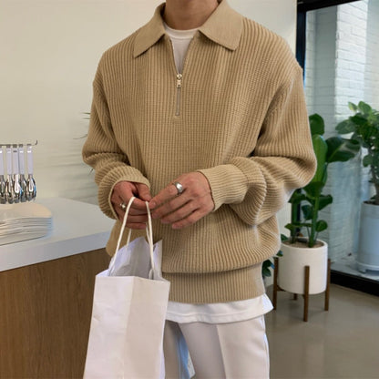 Men's Ribbed Quarter Zip Jumper | Long Sleeve