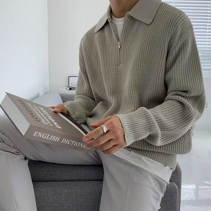 Men's Ribbed Quarter Zip Jumper | Long Sleeve