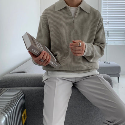 Men's Ribbed Quarter Zip Jumper | Long Sleeve