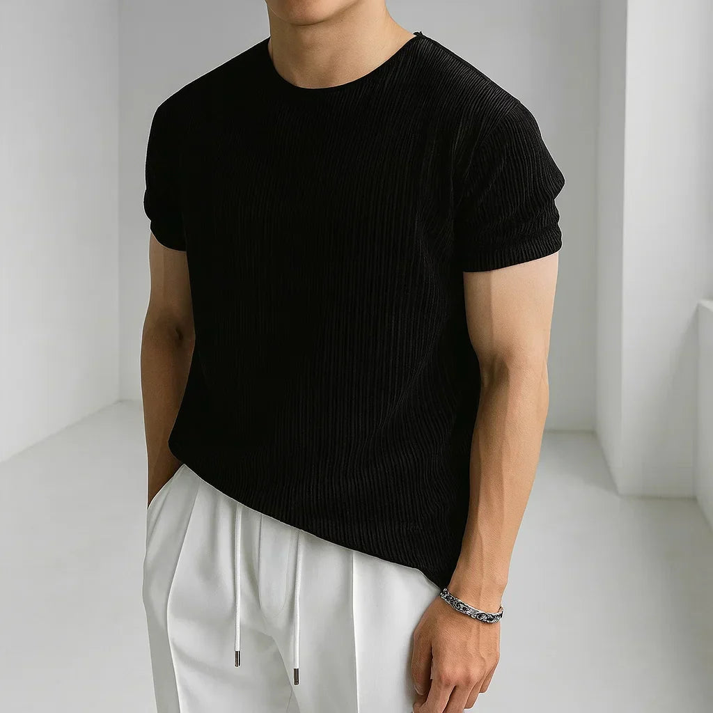 Men's Ribbed Crew Neck T-Shirt | Short Sleeve