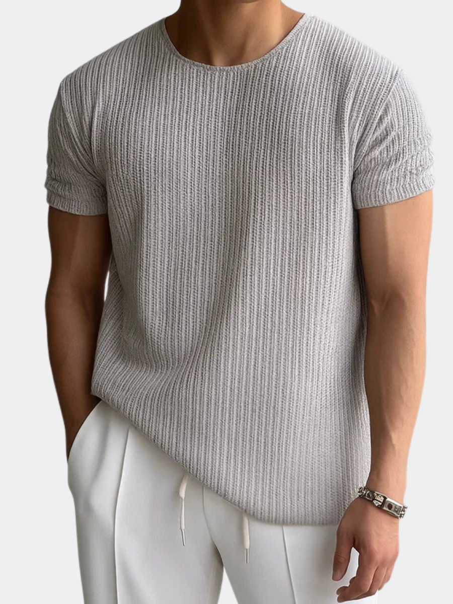 Men's Ribbed Crew Neck T-Shirt | Short Sleeve