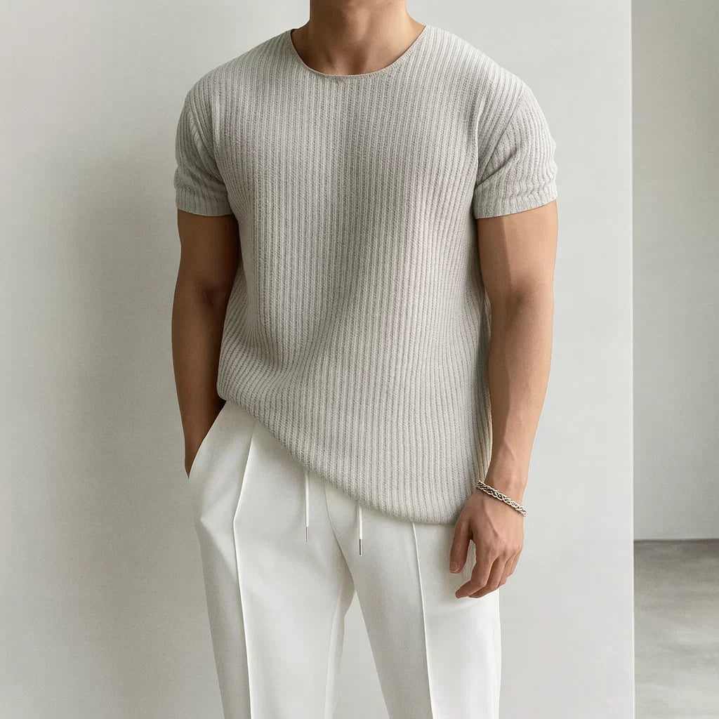 Men's Ribbed Crew Neck T-Shirt | Short Sleeve