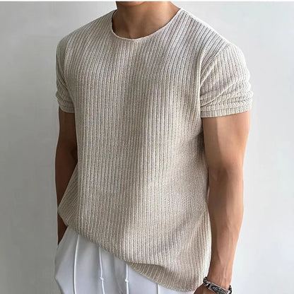 Men's Ribbed Crew Neck T-Shirt | Short Sleeve